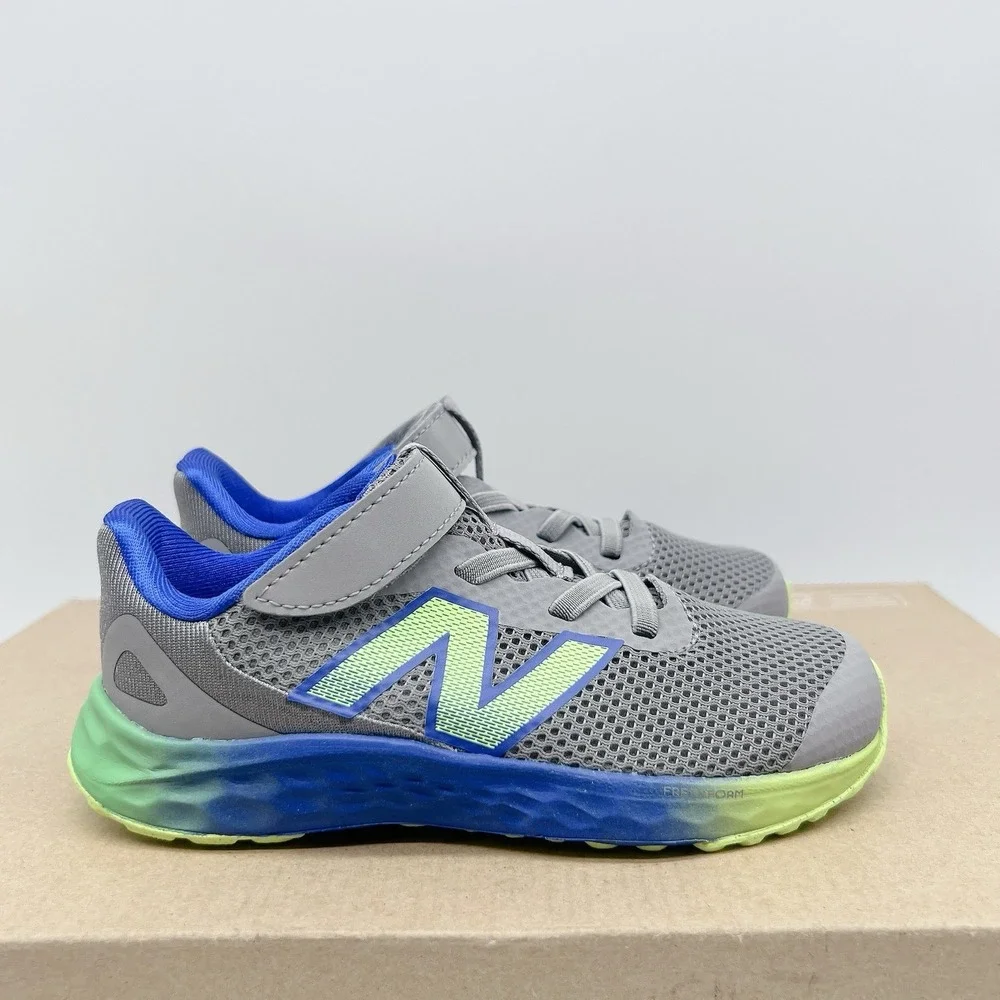 New Balance Fresh Foam Arishi Kids Gym Running Shoes Sneakers Gray Blue US 10